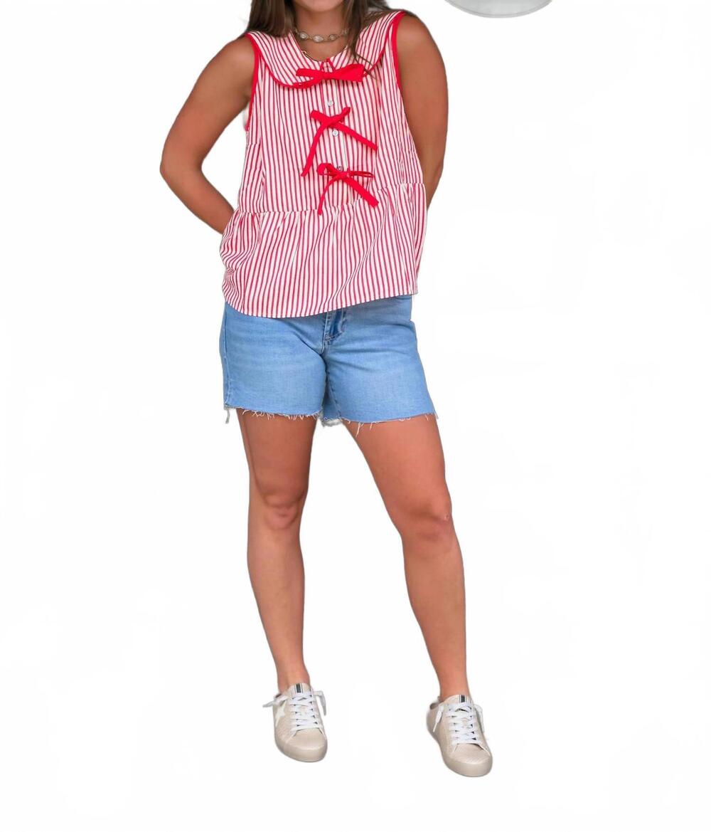 NEW SHE + SKY all-american sweetheart top in red/white
